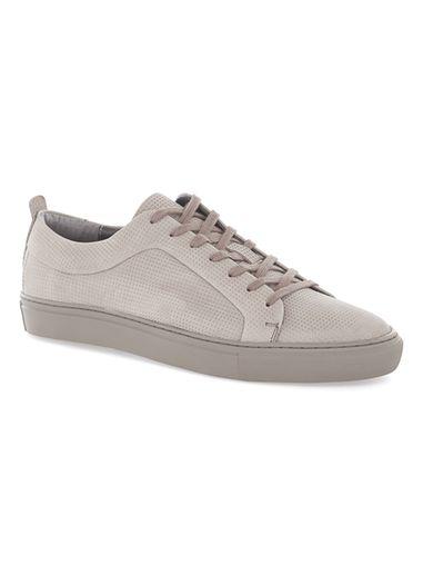 Topman Mens White Gray Leather Retro Premium Sneakers