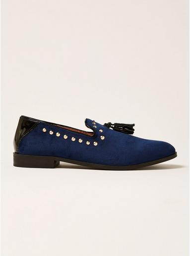 Topman Mens House Of Hawk Navy Velvet Stud Loafers