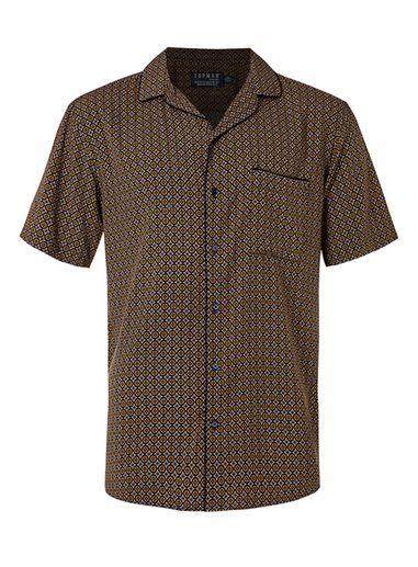 Topman Mens Orange Abstract Geo Print Short Sleeve Dress Shirt