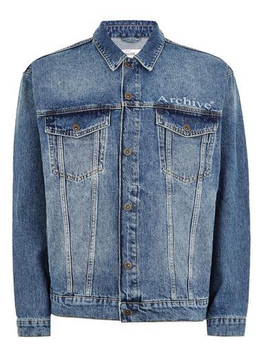 Topman Mens Blue Oversized Printed Denim Jacket