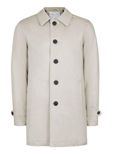 Topman Mens Brown Selected Homme Stone Woven Cotton Coat