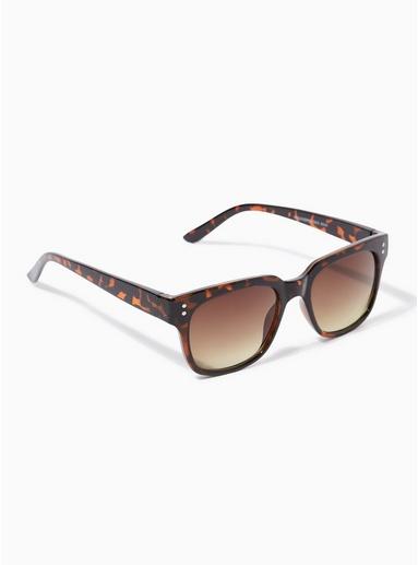 Topman Mens Brown Tortoiseshell Shiny 50s Sunglasses