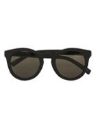 Topman Mens Black Rubberised Round Sunglasses