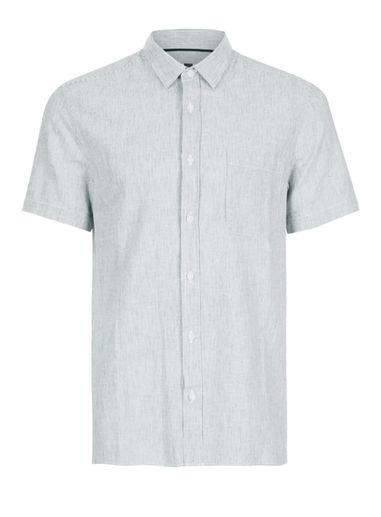 Topman Mens Grey Light Gray Linen Casual Shirt