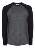 Topman Mens Black Gray Contrast Long Sleeve T-shirt