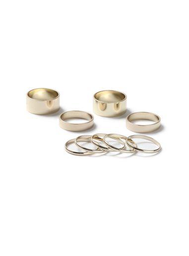 Topman Mens Gold Look Clean Ring Multipack*