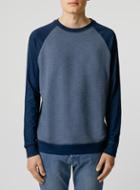 Topman Mens Blue Denim And Navy Raglan Sweater