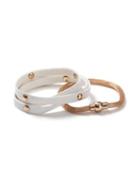 Topman Mens White Faux Leather Wrap And Gold Look Mesh Bracelet 2 Pack*