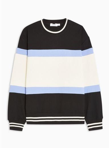 Topman Mens Green Black Panelled And Tipped Sweatshirt