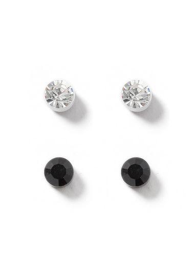 Topman Mens White Black Geometric Stud Earrings Pack*