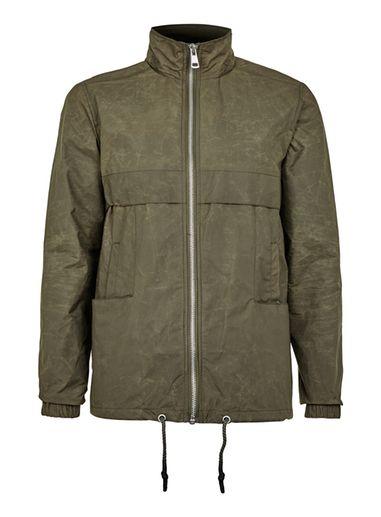 Topman Mens Khaki Performance Jacket With Pack Away Hood
