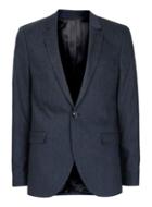 Topman Mens Blue Wool Rich Skinny Fit Suit Jacket