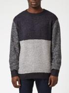 Topman Mens Multi N1sq Navy And Grey Colour Block Sweater*