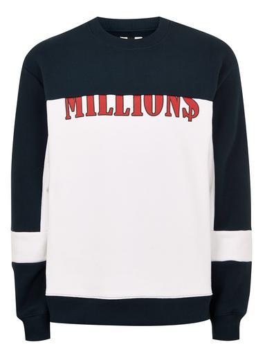 Topman Mens Navy And White 'millions' Sweatshirt