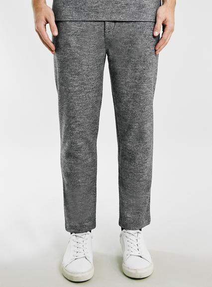 Topman Mens Grey Lux P8 Melton Cropped Joggers