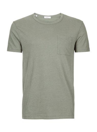 Topman Mens Green Selected Homme Khaki Pocket T-shirt