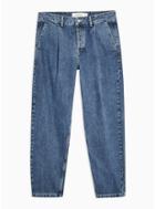 Topman Mens White Mid Wash Pleated Jeans