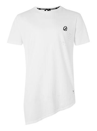 Topman Mens Criminal Damage White Distressed Longline T-shirt*
