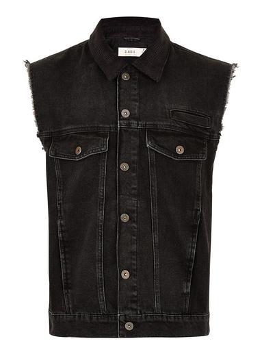 Topman Mens Black Acid Wash Denim Gilet