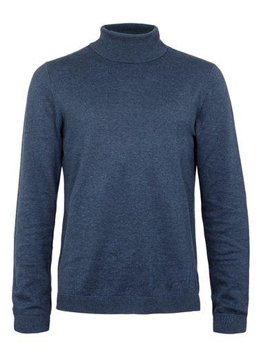 Topman Mens Blue Bright Navy Essential Turtle Neck Sweater