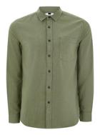 Topman Mens Green Herringbone Flannel Long Sleeve Shirt