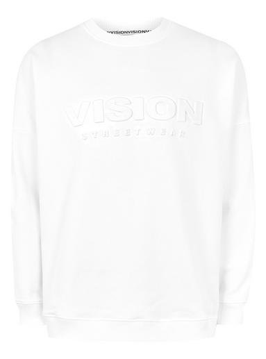 Topman Mens Vision Street Wear White Embossed Super Sweatshirt