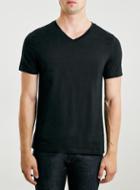 Topman Mens Black V-neck T-shirt