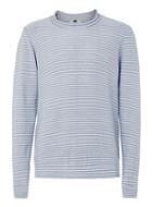 Topman Mens Blue And White Stripe Bagel Neck Sweater
