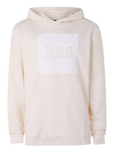 Topman Mens Brown Stone Time Print Fixed Hem Oversized Hoodie