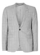 Topman Mens Grey Gray Check Skinny Fit Suit Jacket