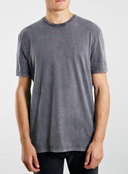 Topman Mens Brown Acid Wash Crew T-shirt