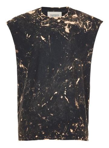 Topman Mens Black Topman Finds Bleach Wash Tank