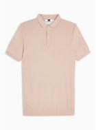 Topman Mens Pink Short Sleeve Button Knitted Polo