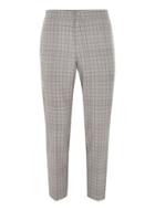 Topman Mens Grey Gray Grid Check Slim Cropped Dress Pants