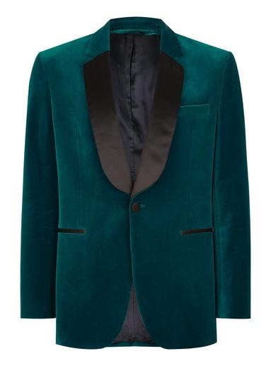 Topman Mens Blue Charlie Casely-hayford X Topman Teal Velvet Blazer
