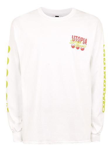 Topman Mens White 'utopia' Long Sleeve T-shirt