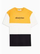 Topman Mens Yellow 92 Print Panelled T-shirt