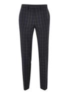 Topman Mens Blue Navy And Brown Check Muscle Fit Suit Trousers