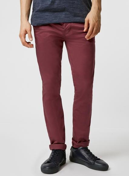 Topman Mens Red Burgundy Stretch Skinny Chinos