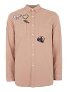 Topman Mens Pink Stucco Brown Badged Washed Twill Casual Shirt