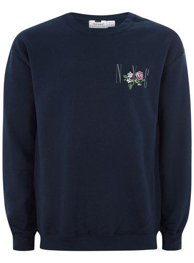 Topman Mens Navy Nyc Sweatshirt