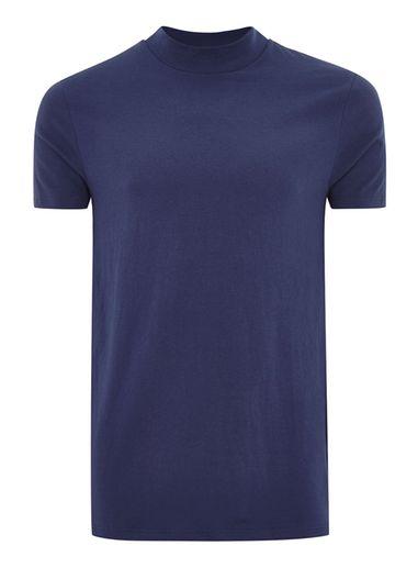Topman Mens Blue Muscle Turtle Neck T-shirt