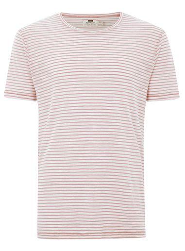 Topman Mens Pink Linen Look Stripe T-shirt