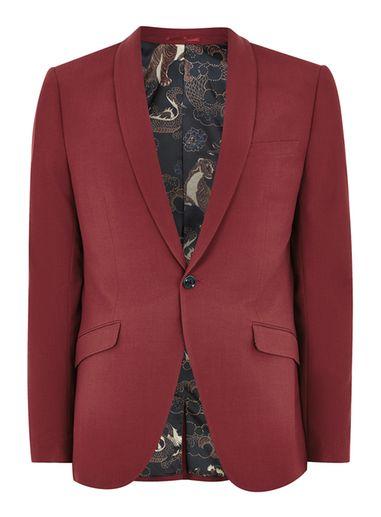 Topman Mens Red Ultra Skinny Fit Suit Jacket