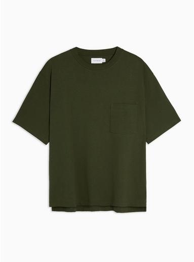 Topman Mens Considered Khaki Boxy Pocket Organic Cotton T-shirt
