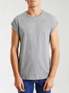Topman Mens Mid Grey Grey Cap Sleeve Slim Fit Crew Neck T-shirt