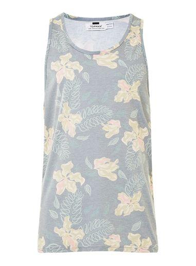 Topman Mens Black Topanga Print Tank Top