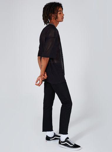 Topman Mens Black Mesh V-neck T-shirt