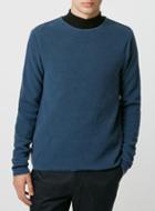Topman Mens Blue Denim Mini Rib Crew Sweater