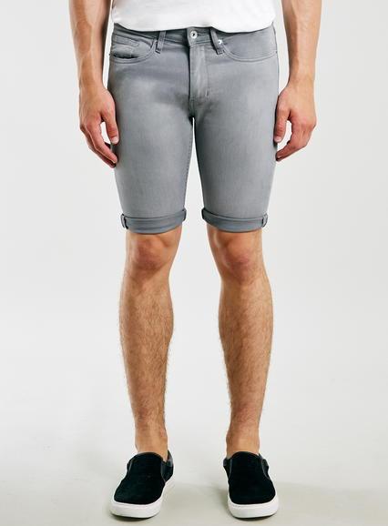 Topman Mens Light Grey Spray On Shorts